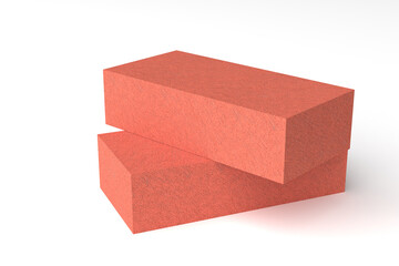 Brick red isolate on white background 3d rendering