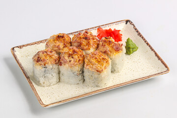 Baked sushi roll with tuna