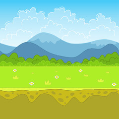 Seamless game background. Forest landscape for game design.