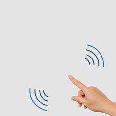 Future technology wireless network system on gray background