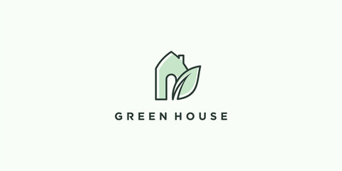 Green house logo design modern concept Premium Vector