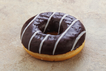 Glazed sweet tasty chocolate donut