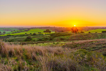 Sunrise view of the countryside of Kibbutz Ruhama