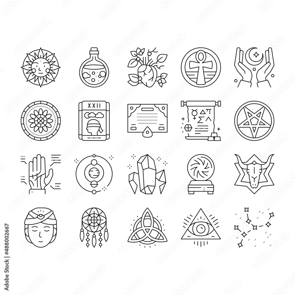 Aufkleber astrological objects collection icons set vector .