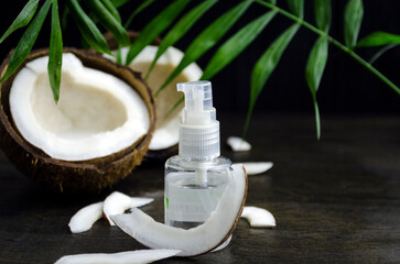 Coconut hair oil in a bottle