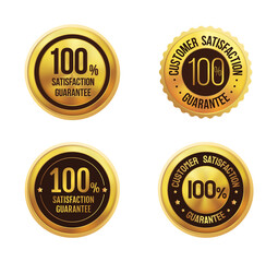 Luxury Premium Gold Satisfaction Guarantee Badge Label vector illustration