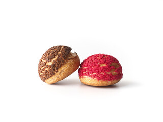 Choux pastry with red and brown craquelin