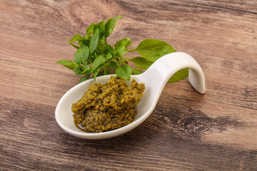 Green sauce pesto with basil