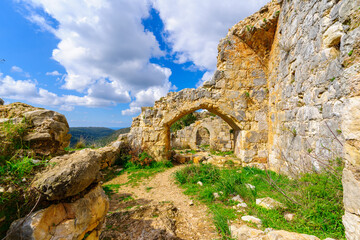 Fototapeta na wymiar Ruins of the Crusader Montfort Castle