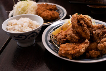 Japanese Chicken Karaage Set with Rice