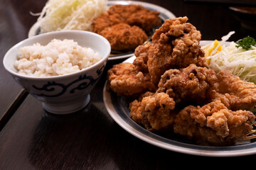 Japanese Chicken Karaage Set with Rice
