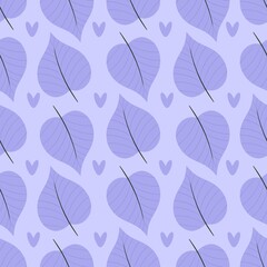 flower pattern - cute plant leaves on violet background