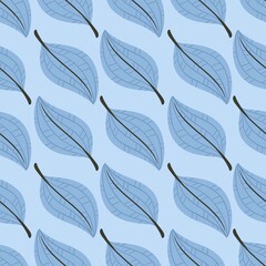 flower pattern - cute plant leaves on blue background