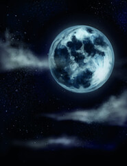 Fototapeta na wymiar Dark illustration with the image of the moon, clouds.Vector for printable covers.