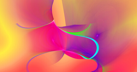 Naklejka na ściany i meble Abstract colorful glowing fractal shapes. Digital fractal art. 3d rendering.