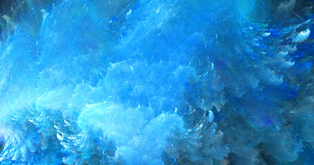 Abstract blue fantastic clouds. Colorful fractal background. Digital art. 3d rendering.