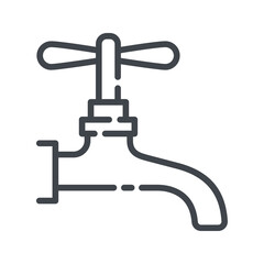 Vector faucet line icon isolated on transparent background.