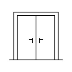 double wooden door line icon vector illustration