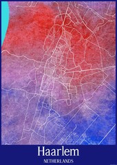 Watercolor map of Haarlem Netherlands.