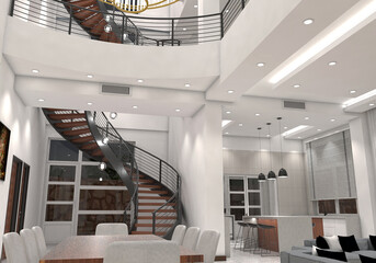 3D Interior Design - Curved Stair