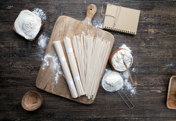 white rice noodles and flour and other ingredients