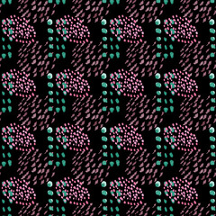 Hand drawn watercolor seamless pattern witn abstract elements.