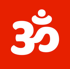 OM sign isolated on orange background. Om sign vector.