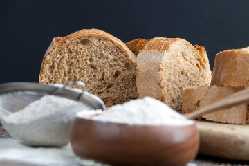 fresh delicious bread made from flour and other natural products