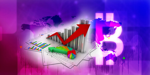 3d rendering Stock market online business concept. business Graph 
