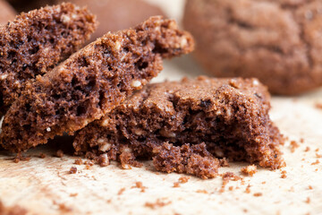 chocolate cookies on a wooden table