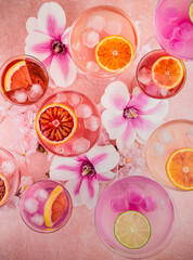pink drinks on a table