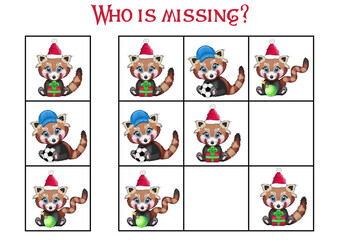 Sudoku game for children with pictures. Kids activity sheet. Cartoon animal