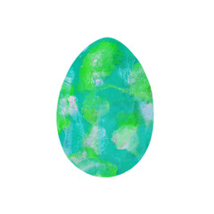 Easter egg - textured turquoise-green spots smears isolated on white background. Watercolor colorful textured painting. Design for background, cover and packaging, Easter and food illustration