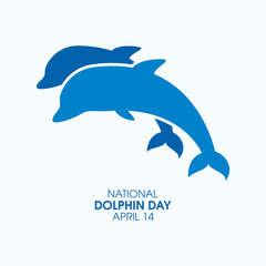National Dolphin Day vector. Dolphin blue silhouette icon vector. Marine mammal animal vector. Dolphin Day Poster, April 14. Important day