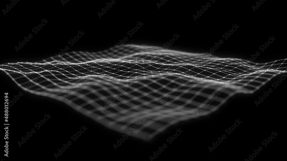 Poster abstract network mesh waving fx background loop/ 4k animation of an abstract fractal background with