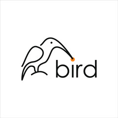 Line Art of Kingfisher Bird Animal Logo Design
