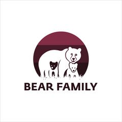 Wildlife Fauna Flat Illustration of Bears Silhouette