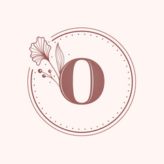Floral letter O font. Stamp.