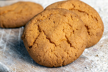 several round light cookies after cooking