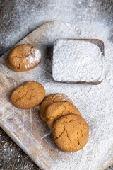 several round light cookies after cooking