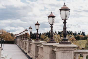 beautiful street lights on a stand