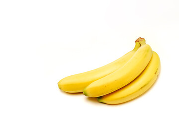 bananas isolated on white background with space for text, bunch of three bananas
