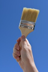 hand holding paintbrush