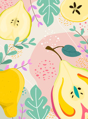 pattern with pears and leaves