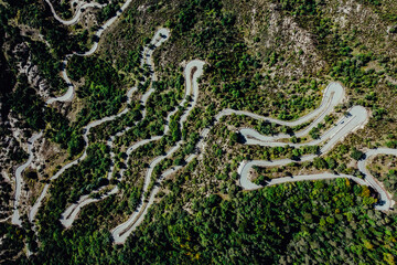 Aerial view of curved road