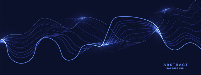 Abstract blue background with flowing lines. Dynamic waves. vector illustration.	