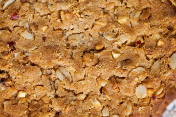 wheat-oatmeal cookies with peanuts, closeup