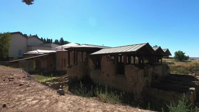 Piazza Armerina, Sicily - rooms of roman Villa del Casale overlook the peristyle