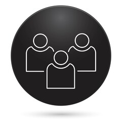 People icon, black circle button, vector illustration.