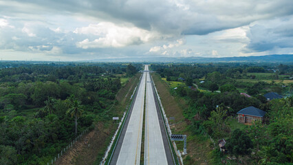 Fototapeta na wymiar Aerial photo of Sigli Banda Aceh (Sibanceh) toll road.